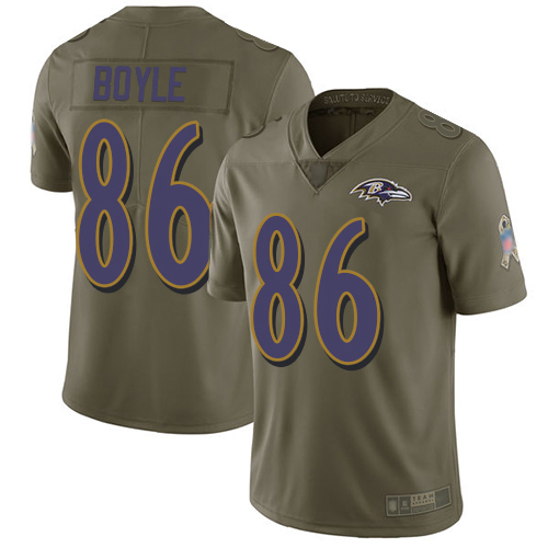 Baltimore Ravens Limited Olive Men Nick Boyle Jersey NFL Football #86 2017 Salute to Service->youth nfl jersey->Youth Jersey